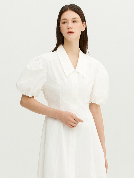 LUCCA Balloon sleeve shirt one piece (White)