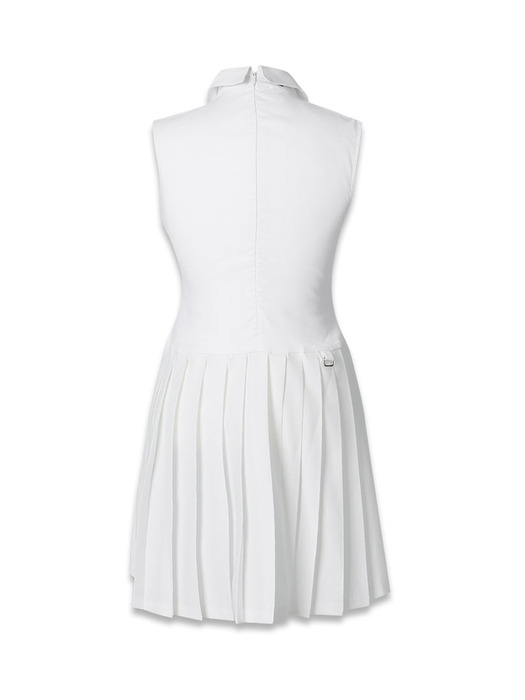 pleate mini dress white