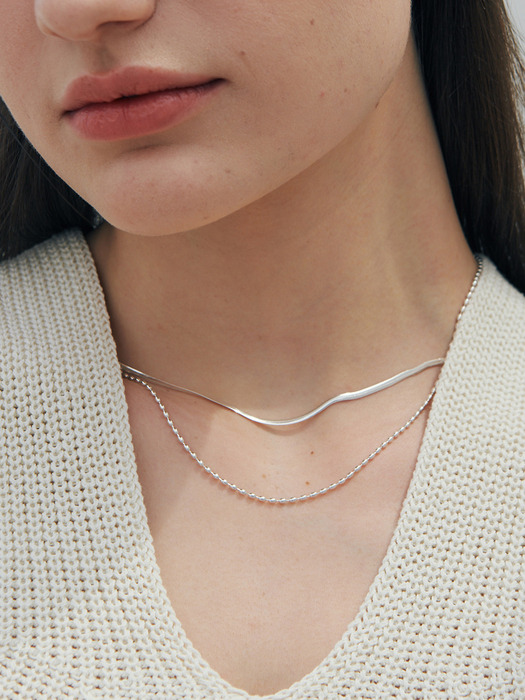 [925 silver] Un.silver.160 / flat soir necklace