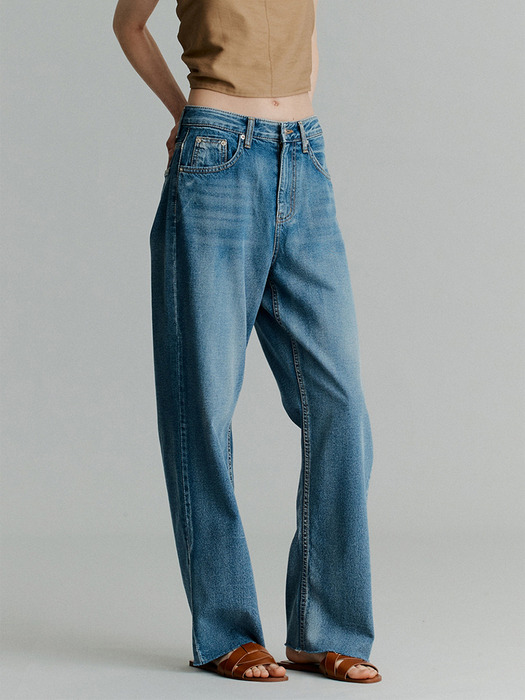 Washed Wide Jeans(Blue)