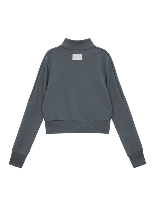 PIPING CROP TRACK JUMPER IN GREY