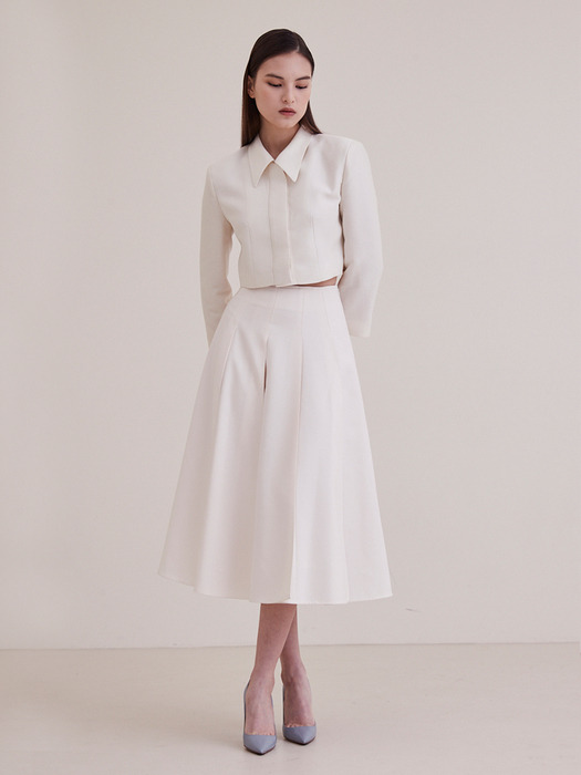 [Set up] Tailored Pleated Skirt - Ivory