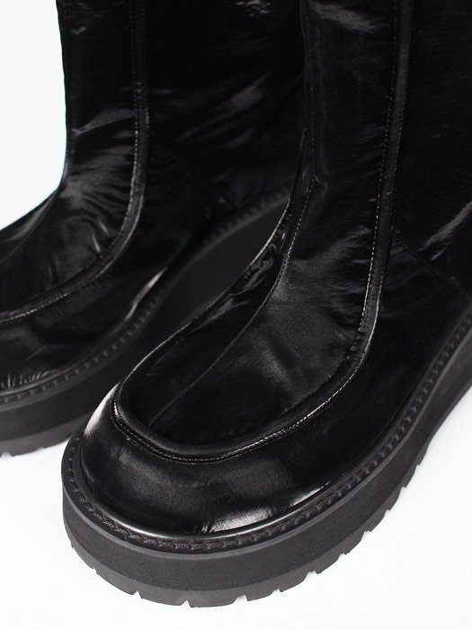 [VT x Fq] Cushiony lined long boots_hanji black
