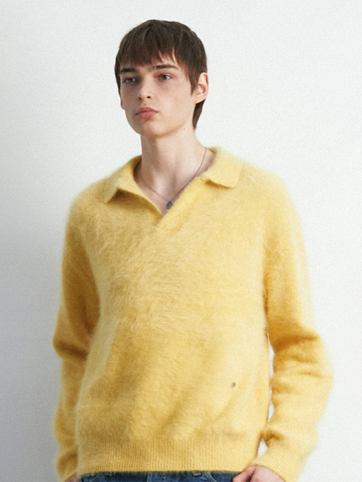 UNISEX, Premium Angora Collar Knit / Mango