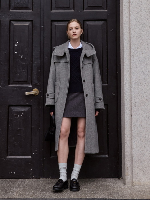 School-look hoody coat [M/GY]