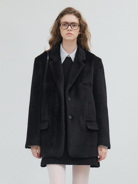 [단독]23 Winter_ Black Suri Alpaca Suit Blazer