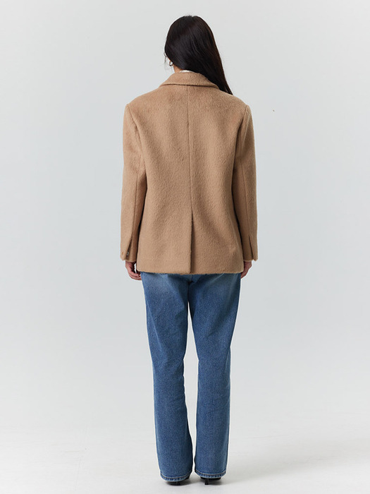 Mohair Oversized Fit Jacket - Beige