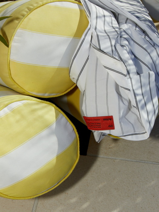 [Achim] 100% Cotton Pajamas for Unisex (Striped-White Long Pants Set)