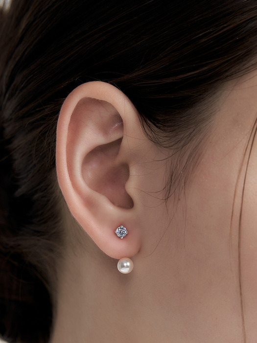[sv925]cubic & pearl jacket earring