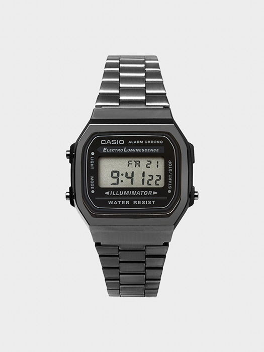 CASIO 카시오 A168WGG-1A 남성시계 블랙크롬도금 메탈 손목시계