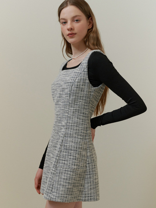 Tiny tweed mini dress (black)