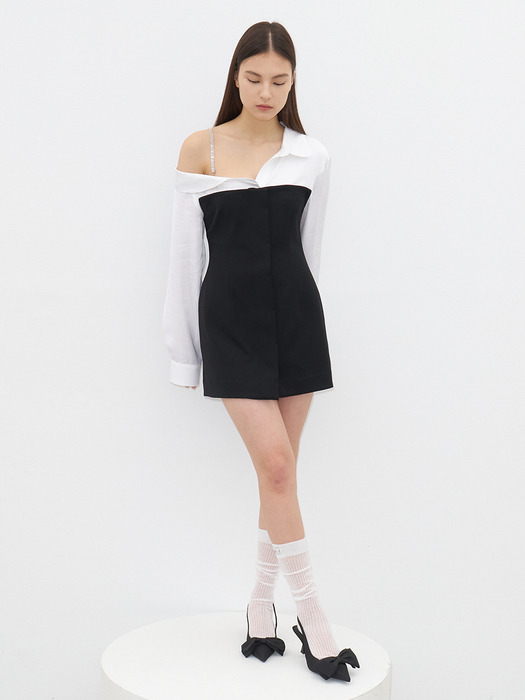 DETACHABLE SHIRTS DRESS(BLACK)