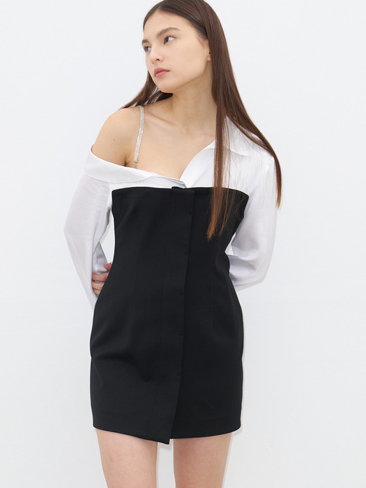 DETACHABLE SHIRTS DRESS(BLACK)