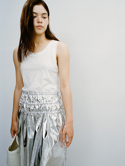Foil shirring skirt (silver / gold)
