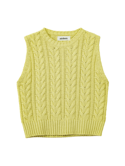 Clover Cable Knit Vest (Yellow)