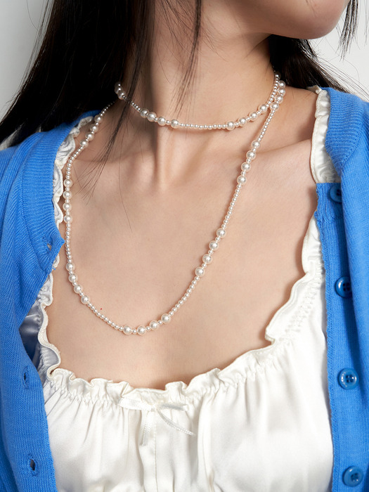 groove long pearl necklace