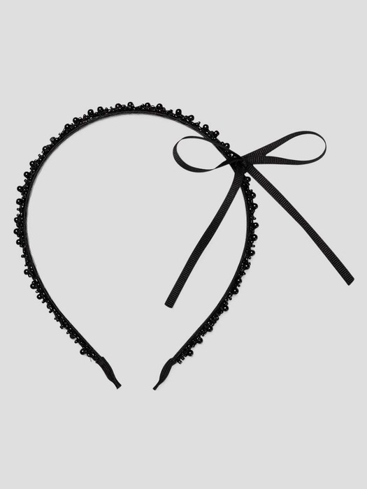 beads ribbon hairband - black