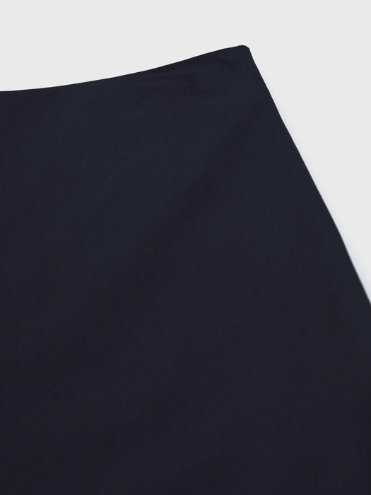 Simple H Line Wool Silk Skirt - Navy