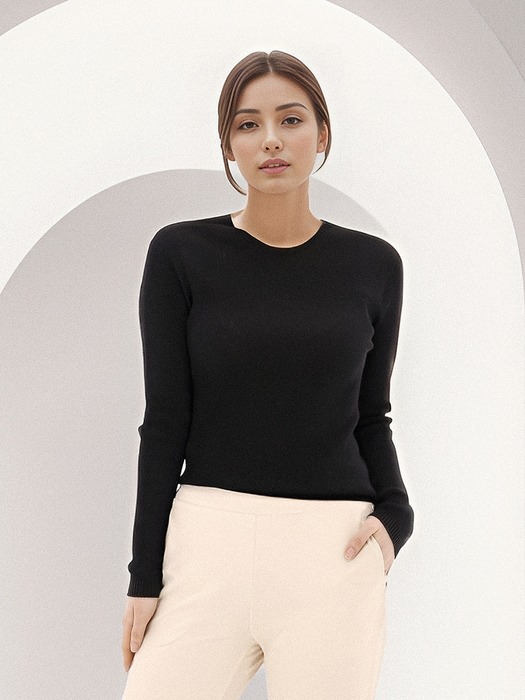 Cotton Round Neck Ribbed Knit _3 Color