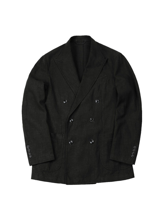 6B Linen Washed Double Jacket (Black)
