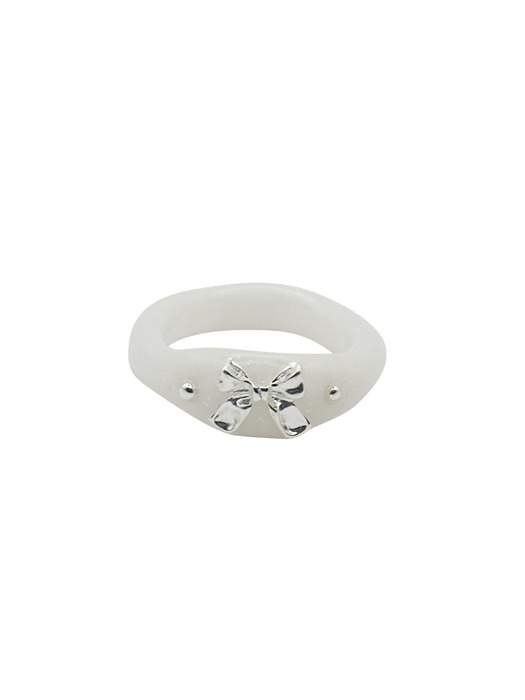 ribbon metal ring-white