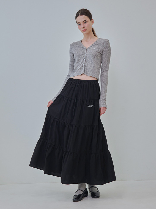 Lazy Cancan Shirring Skirt (4color)