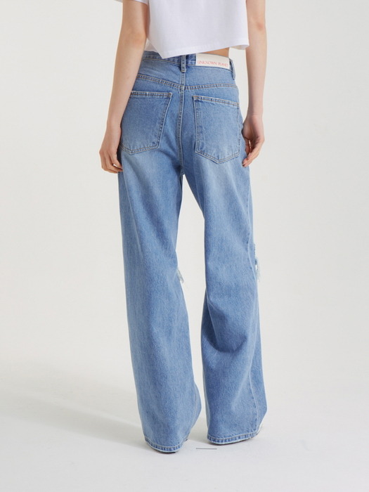 세미 와이드 슬릿 데님 팬츠 블루_SEMI WIDE SLIT DENIM PANTS BLUE