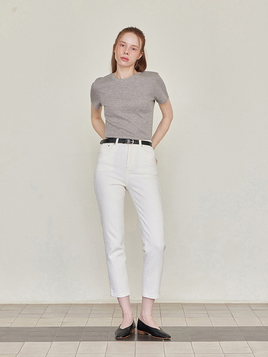 Crop Denim Pants - White