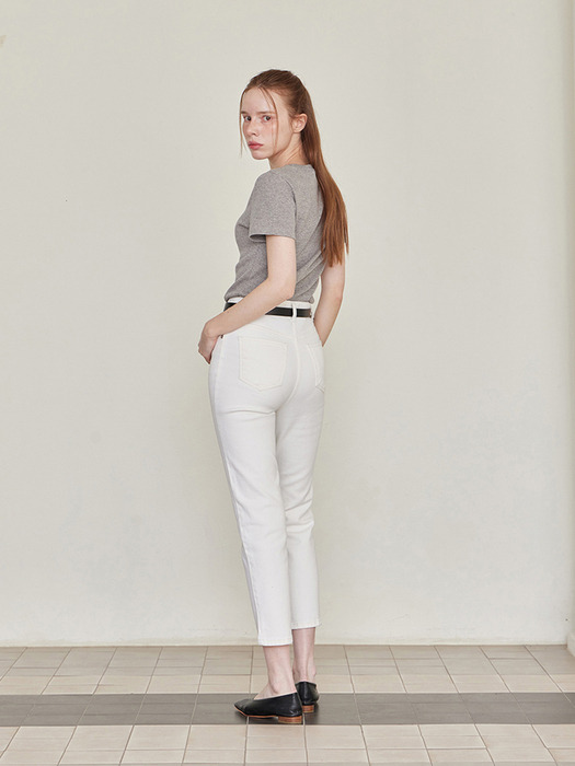 Crop Denim Pants - White