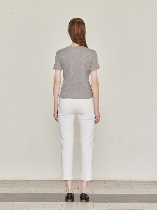 Crop Denim Pants - White