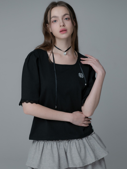 CLOVER SQUARENECK LACE TSHIRT_BLACK