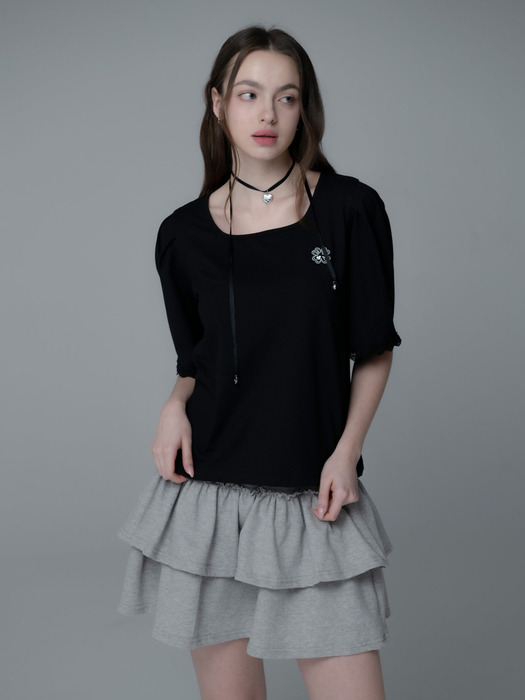 CLOVER SQUARENECK LACE TSHIRT_BLACK