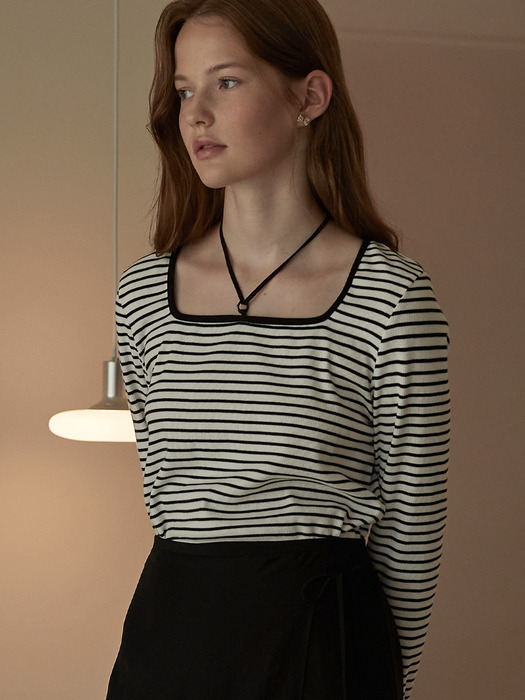 Square neck O-ring top - Black stripe