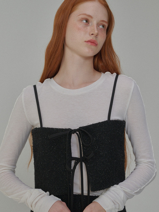 Twinkle Tweed String Bustier_Black