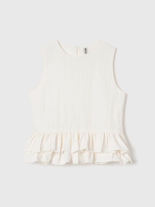 DOUBLE FRILL SLEEVELESS TOP (CREAM)