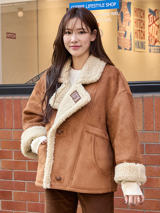 [단독]Suede Shearling Half Coat