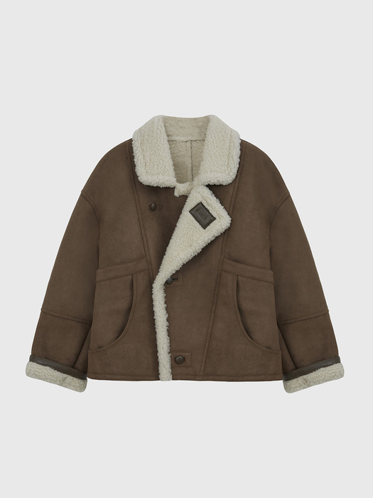 [단독]Suede Shearling Half Coat