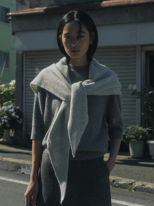 RACCOON SHAWL MUFFLER_GRAY