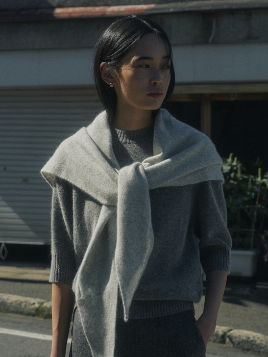 RACCOON SHAWL MUFFLER_GRAY