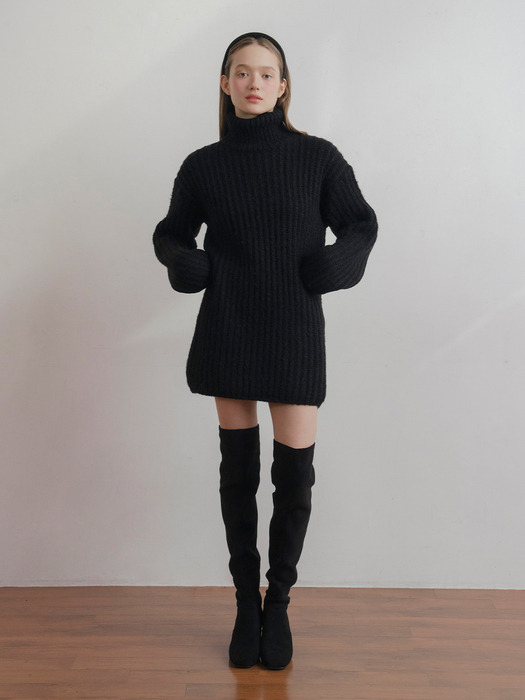 Alpaca High Neck Knit Dress_2Color