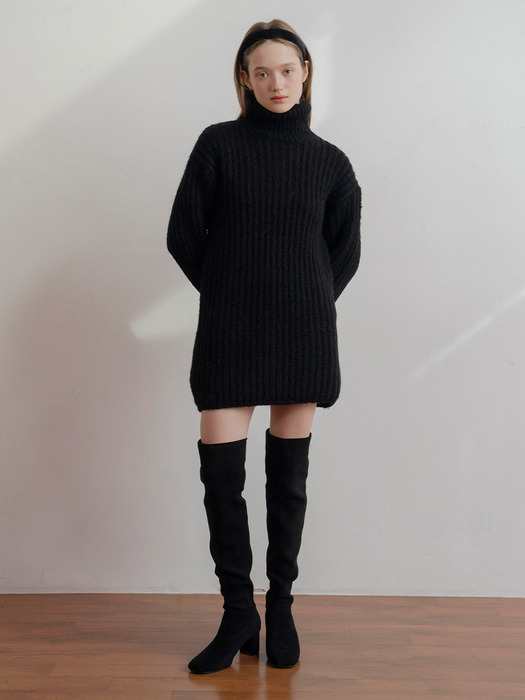 Alpaca High Neck Knit Dress_2Color