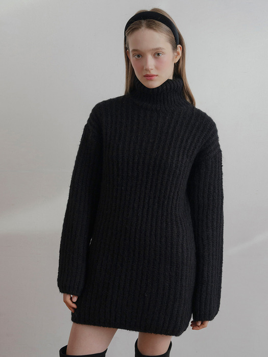 Alpaca High Neck Knit Dress_2Color