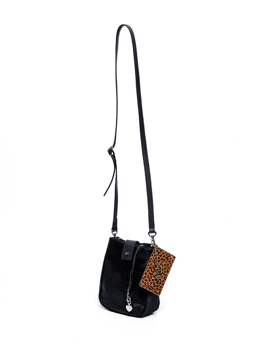 CALF KEYRING CARD WALLET, REOPARD BROWN