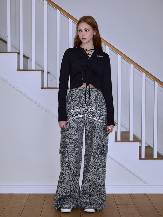 Leopard Wide Pants [Gray]