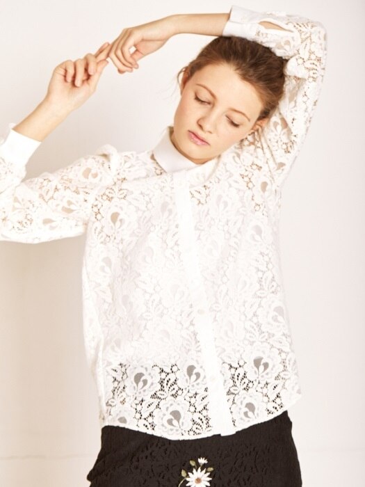 Flower lace blouse_WHITE