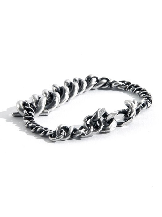 SILVER MIXED BUILD UP CHAIN BRACELET