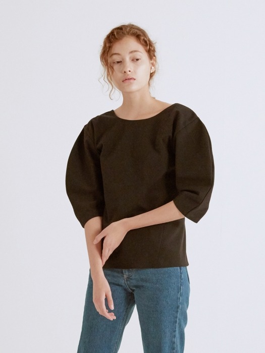 19SS OPEN-BACK VOLUME SLEEVE TOP (BLACK)