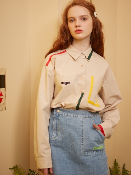 COLOR TAPE SHIRT (BEIGE)