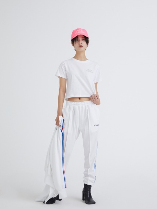 OUTLINE SLOW STARTER CROP SS T-SHIRT WHITE