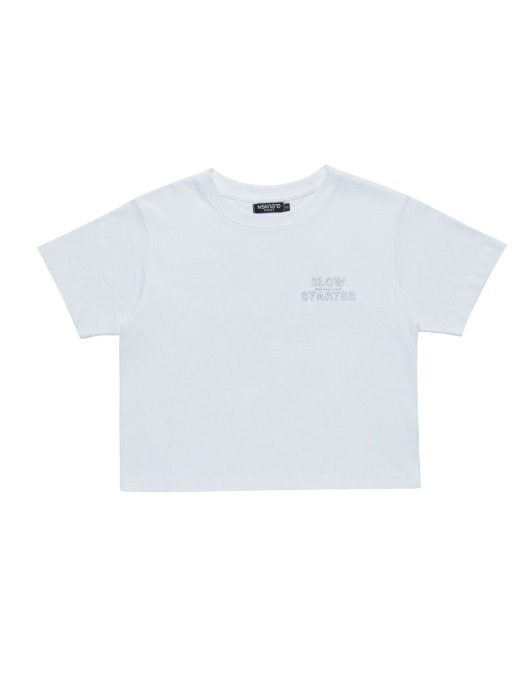 OUTLINE SLOW STARTER CROP SS T-SHIRT WHITE